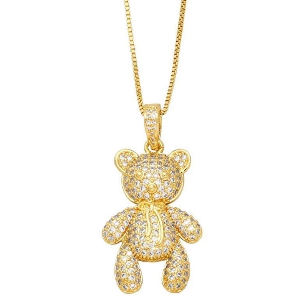 Teddy Bear Charm 18K Plated Necklace